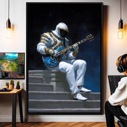 Celestial Guitarist on Lunar Steps - NicheCanvas
