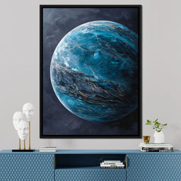 Celestial Ocean Planet Gold Veins - NicheCanvas