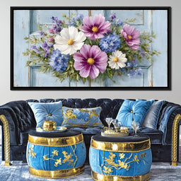 Rustic Pastel Cottage Flowers - NicheCanvas