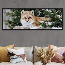 Winter Fox Under Pine Boughs - NicheCanvas