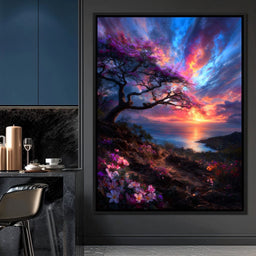 Radiant Sunset Floral Coastline - NicheCanvas