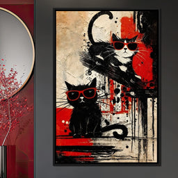 Cool Cats Red Shades Duo - NicheCanvas