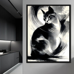 Inkbrush Noir Feline Reverie - NicheCanvas