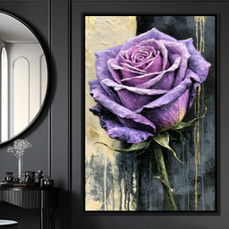 Midnight Petals Against Gilded Shadows - NicheCanvas