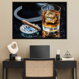 Whiskey Night Silhouette - NicheCanvas