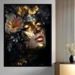 Golden Reverie Floral Visage - NicheCanvas