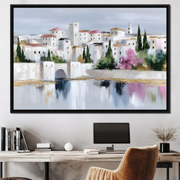 Mediterranean Village Reflection - NicheCanvas