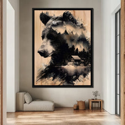 Bear Forest Cabin Reflections - NicheCanvas