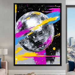 Neon Disco Ball Galaxy Pop - NicheCanvas