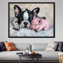 Cozy Frenchie & Piglet Snooze - NicheCanvas