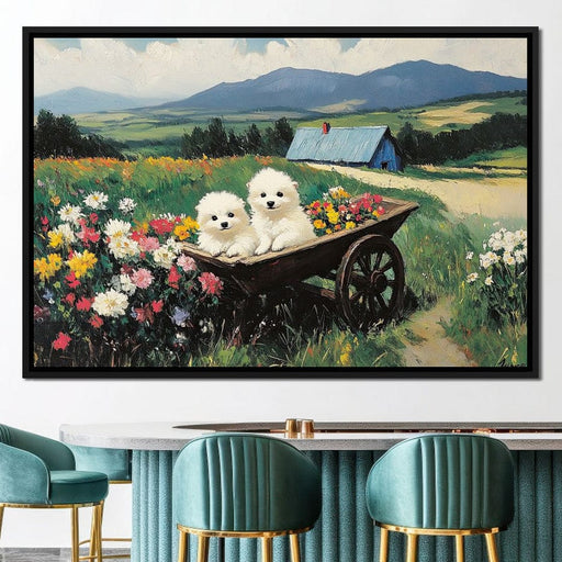 Puppy Cart Canvas Print
