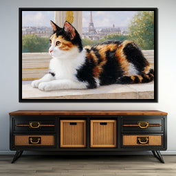 Dreamy Feline Parisian View - NicheCanvas