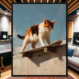 Calico Cat Skateboard Ride - NicheCanvas