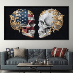 Gilded Patriotic Skull Confront - NicheCanvas