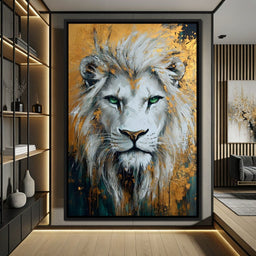 Majestic Lion Gold Radiance - NicheCanvas