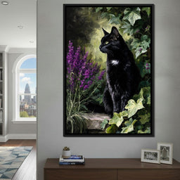 Black Cat Garden Sentinel - NicheCanvas