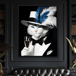 Feline Elegance in Feathers - NicheCanvas