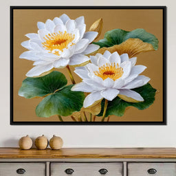 Radiant Lotus Golden Elegance - NicheCanvas