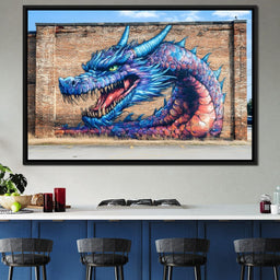 Street Art - Dragon's Fiery Majesty - NicheCanvas