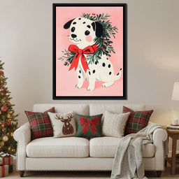 Festive Dalmatian Puppy Cheer - NicheCanvas