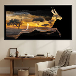 Golden Savanna Antelope Run - NicheCanvas