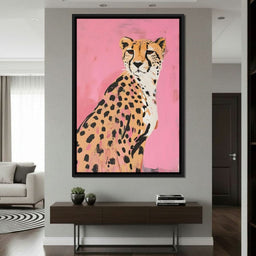 Cheetah Safari Elegance on Pink - NicheCanvas