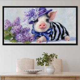 Lilac Garden Piglet Elegance - NicheCanvas