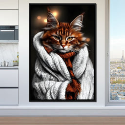 Warm Feline Elegance Wrapped - NicheCanvas