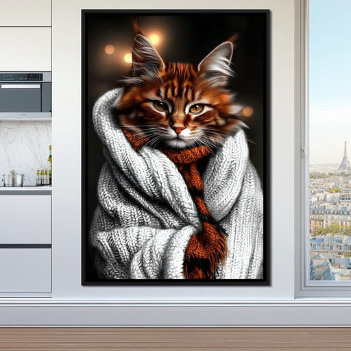 Warm Feline Elegance Wrapped Canvas Print