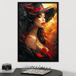 Fiery Elegance in Noir - NicheCanvas