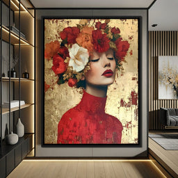 Golden Petal Crowned Reverie - NicheCanvas