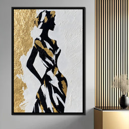 Gold Leaf Fashion Silhouette - NicheCanvas