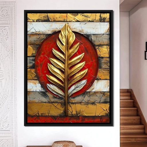 Golden Leaf on Ruby Sphere Canvas Print
