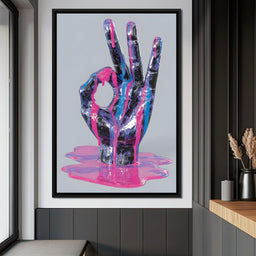Neon Drip Hand Gesture Fusion - NicheCanvas