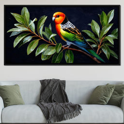 Vibrant Parrot in Leafy Haven - NicheCanvas