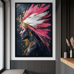 Gold & Pink Feathered Majesty - NicheCanvas