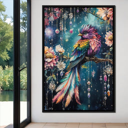 Enchanted Jewel Toned Bird Fantasy - NicheCanvas