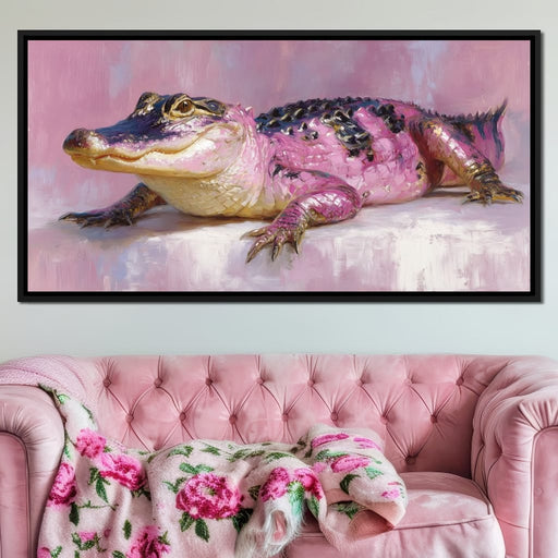 Pink Gator Lounge Portrait Canvas Print