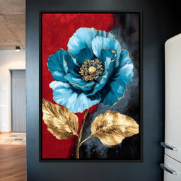 Golden Bloom on Midnight Blue - NicheCanvas