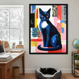Midnight Feline Neon Collage - NicheCanvas