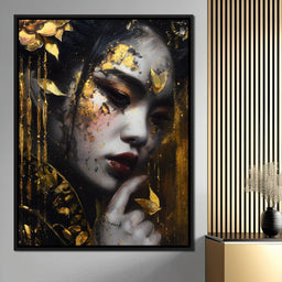 Golden Petal Muse Portrait - NicheCanvas