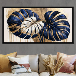Gilded Monstera Leaves Dancing With Light - NicheCanvas