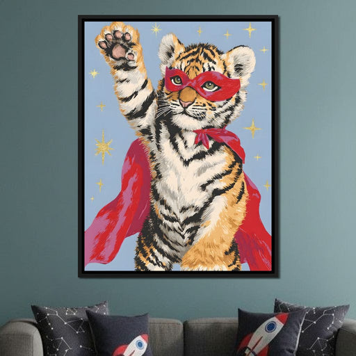 Superhero Tiger Cub Rising Canvas Print