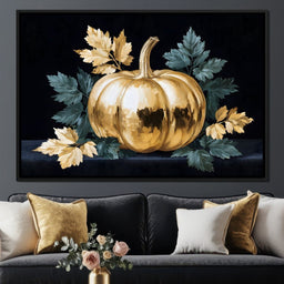 Golden Pumpkin Autumn Elegance - NicheCanvas