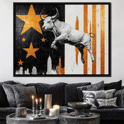 Bull Triumphs City Dreams - NicheCanvas