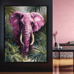 Magenta Elephant Jungle Glory - NicheCanvas