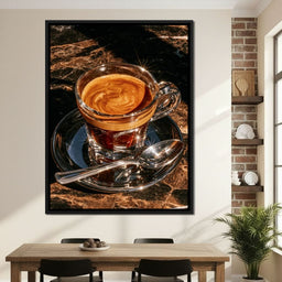 Morning Ritual Over Dark Veined Marble - NicheCanvas