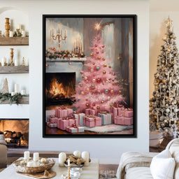 Pink Christmas Hearth Glow - NicheCanvas