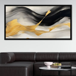 Modern Gold Black Fluid Waves - NicheCanvas