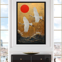 Golden Flight Over Waves - NicheCanvas